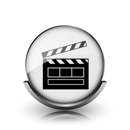 Movie icon. Shiny glossy internet button on white background.
の写真素材