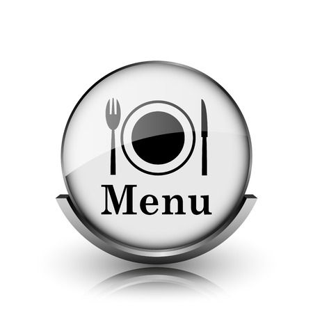 Menu icon. Shiny glossy internet button on white background.
の写真素材