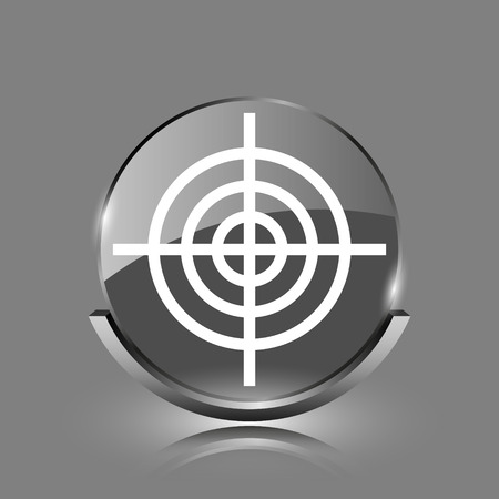Target icon. Shiny glossy internet button on grey background.
の写真素材