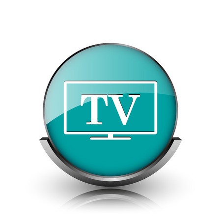 TV icon. Metallic internet button on white background.
の写真素材
