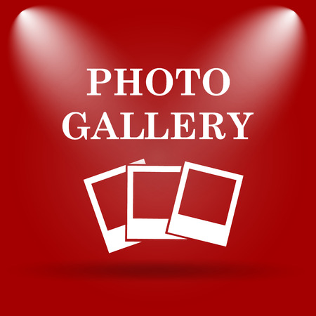 Photo gallery icon. Flat icon on red background.の写真素材