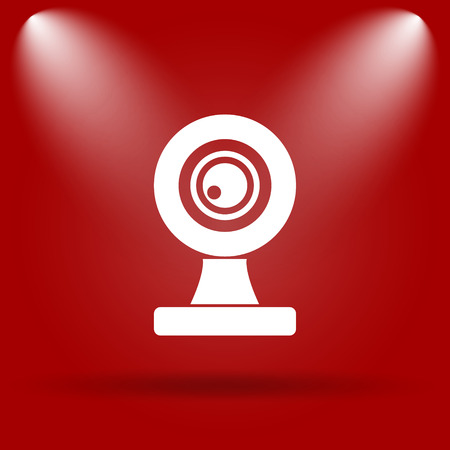 Webcam icon. Flat icon on red background.の写真素材