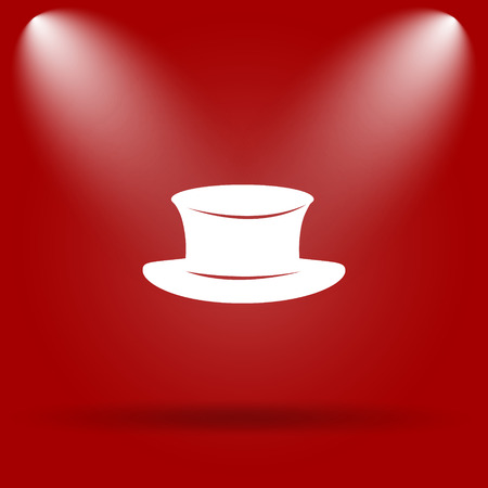 Hat icon. Flat icon on red background.の写真素材