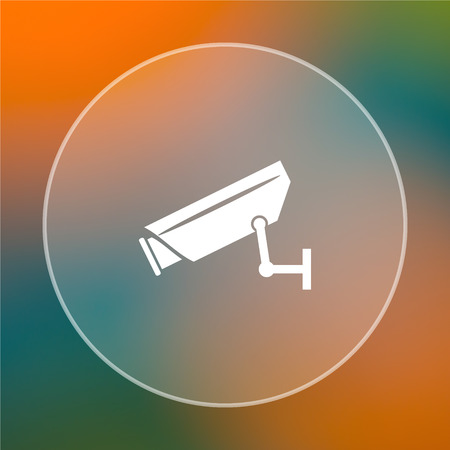 Surveillance camera icon. Internet button on colored  background.の写真素材