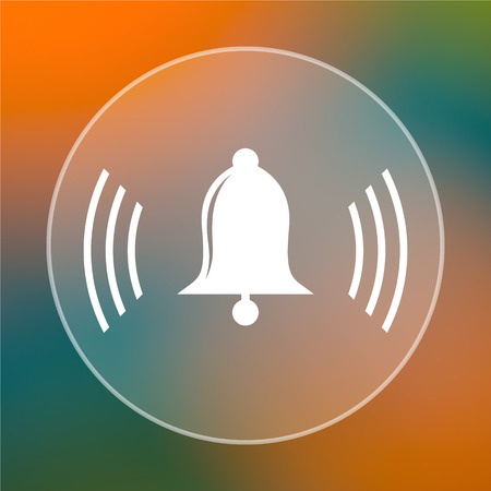 Bell icon. Internet button on colored  background.の写真素材
