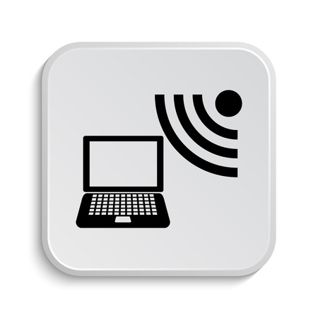 Wireless laptop icon. Internet button on white  background.の写真素材