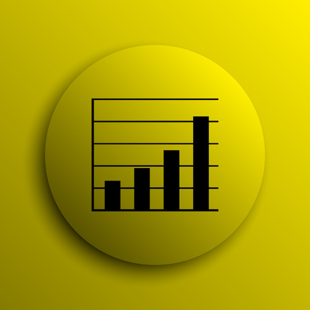 Chart bars icon. Yellow internet button.の写真素材