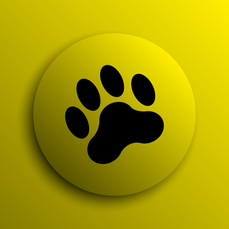 Paw print icon. Yellow internet button.の写真素材