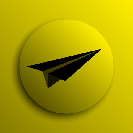 Paper plane icon. Yellow internet button.の写真素材