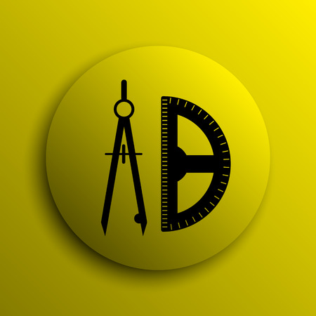 Compass and protractor icon. Yellow internet button.の写真素材