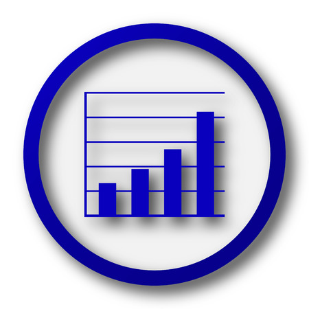 Chart bars icon. Blue internet button on white background.の写真素材