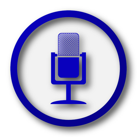 Microphone icon. Blue internet button on white background.の写真素材