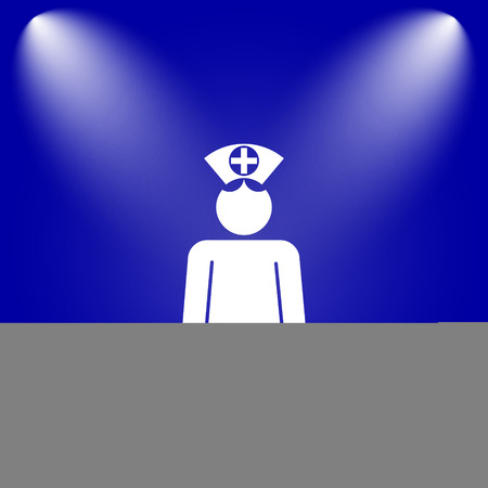 Nurse icon. Flat icon on blue background.の写真素材