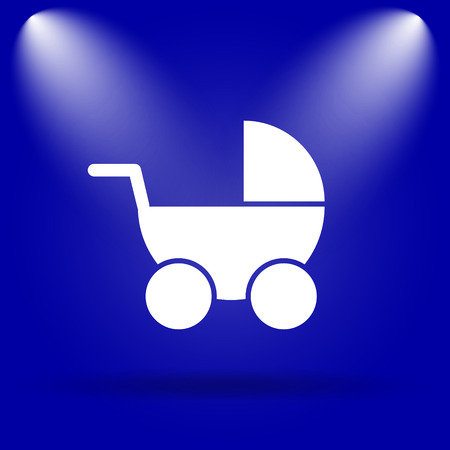 Baby carriage icon. Flat icon on blue background.の写真素材