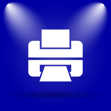 Printer icon. Flat icon on blue background.の写真素材