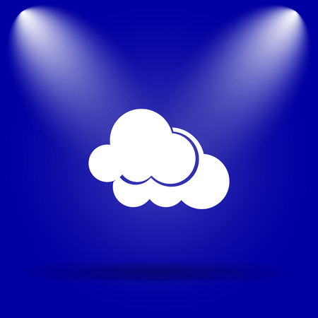Clouds icon. Flat icon on blue background.の写真素材