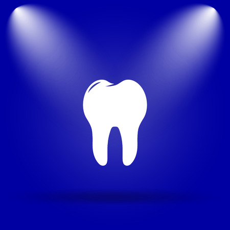 Tooth icon. Flat icon on blue background.の写真素材