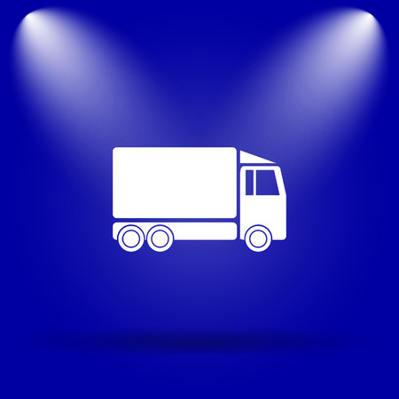 Truck icon. Flat icon on blue background.の写真素材
