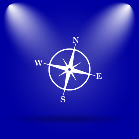 Compass icon. Flat icon on blue background.の写真素材