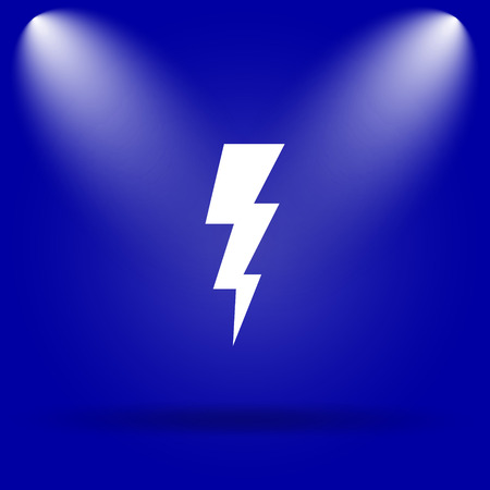 Lightning icon. Flat icon on blue background.の写真素材