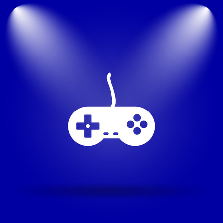 Gamepad icon. Flat icon on blue background.の写真素材