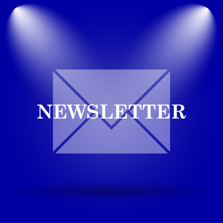 Newsletter icon. Flat icon on blue background.の写真素材