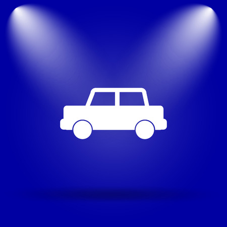 Car icon. Flat icon on blue background.の写真素材