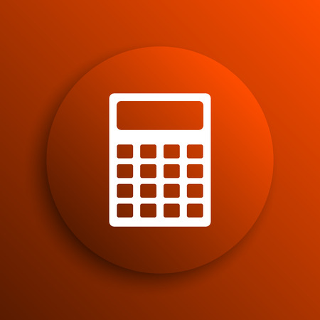 Calculator icon. Internet button on orange backgroundの写真素材