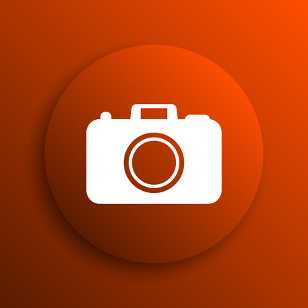 Photo camera icon. Internet button on orange backgroundの写真素材
