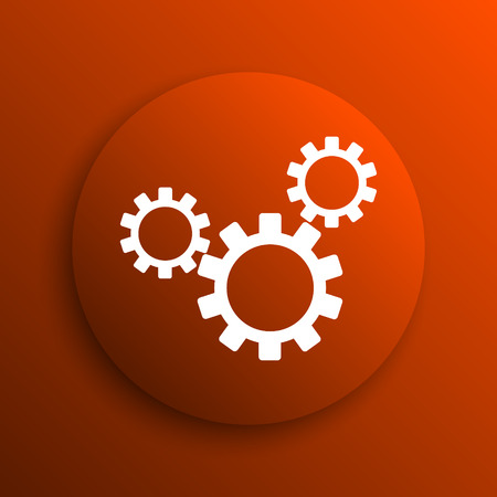 Settings icon. Internet button on orange backgroundの写真素材
