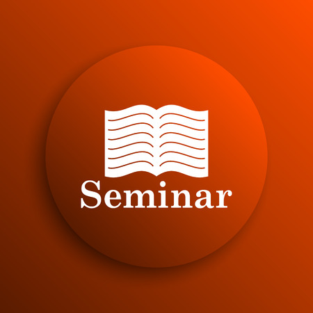 Seminar icon. Internet button on orange backgroundの写真素材