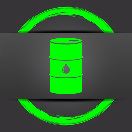 Oil barrel icon. Internet button with green on grey background.の写真素材