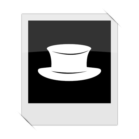 Hat icon within a photo on white backgroundの写真素材