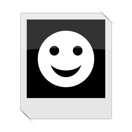 Smiley icon within a photo on white backgroundの写真素材