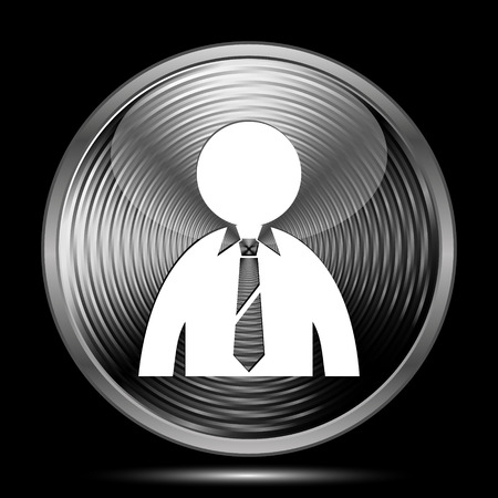 Business man icon. Internet button on black background.の写真素材