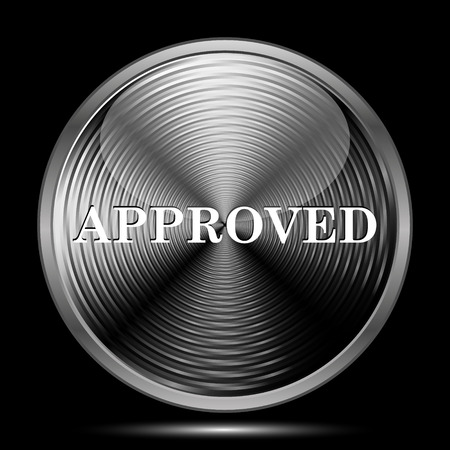 Approved icon. Internet button on black background.の写真素材
