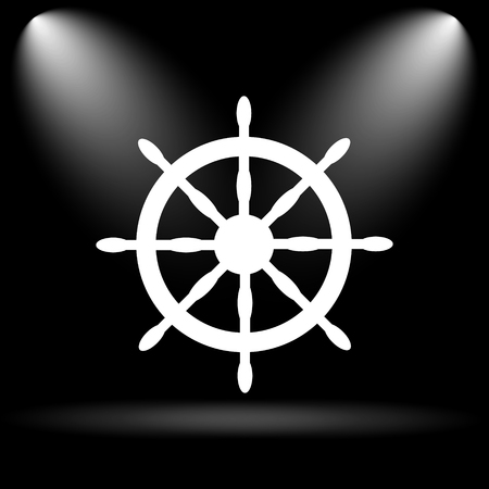 Nautical wheel. Internet button on black background.の写真素材