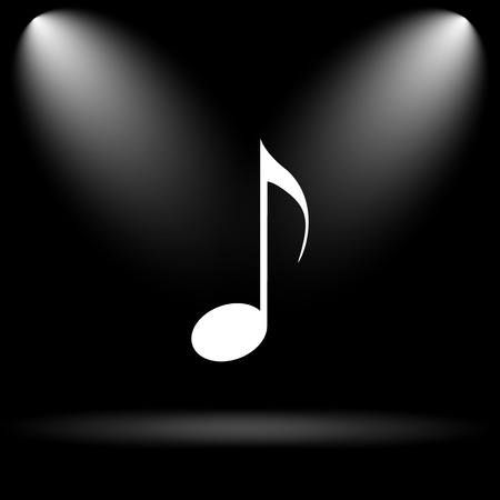 Musical note icon. Internet button on black background.の写真素材