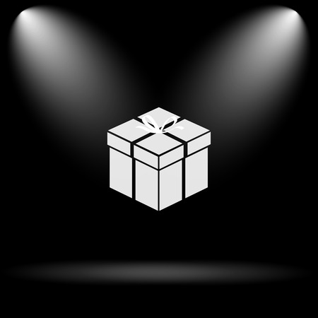 Gift icon. Internet button on black background.の写真素材