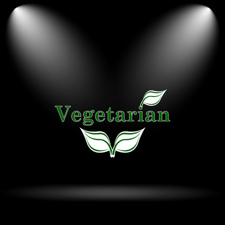Vegetarian icon. Internet button on black background.の写真素材