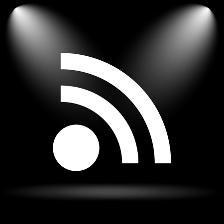 Rss sign icon. Internet button on black background.の写真素材