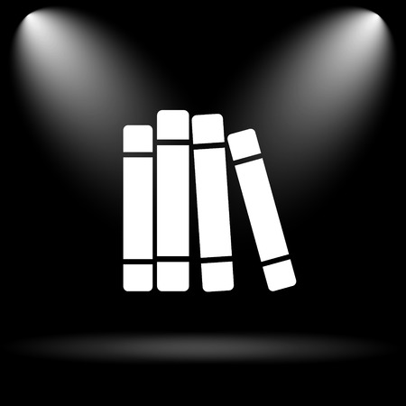 Books library icon. Internet button on black background.の写真素材