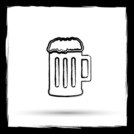 Beer icon. Internet button on white background. Outline design imitating paintbrush.の写真素材