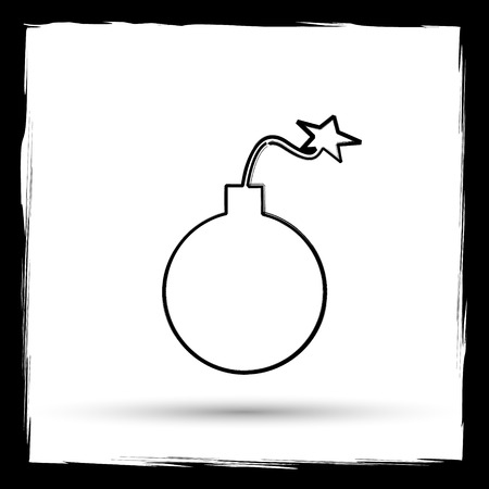 Bomb icon. Internet button on white background. Outline design imitating paintbrush.の写真素材