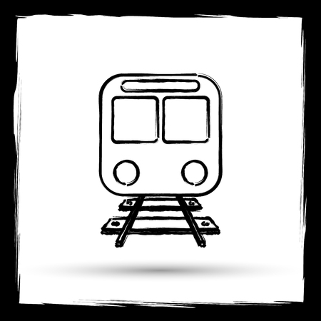 Train icon. Internet button on white background. Outline design imitating paintbrush.の写真素材