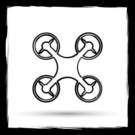 Drone icon. Internet button on white background. Outline design imitating paintbrush.の写真素材