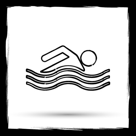 Water sports icon. Internet button on white background. Outline design imitating paintbrush.の写真素材