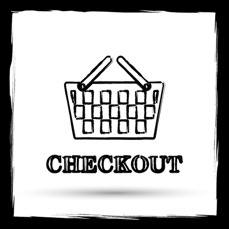 Checkout icon. Internet button on white background. Outline design imitating paintbrush.の写真素材