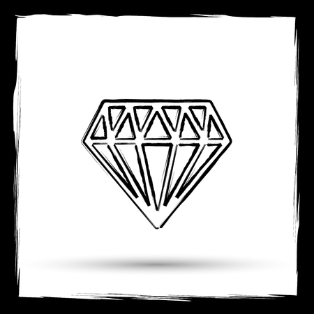 Diamond icon. Internet button on white background. Outline design imitating paintbrush.の写真素材