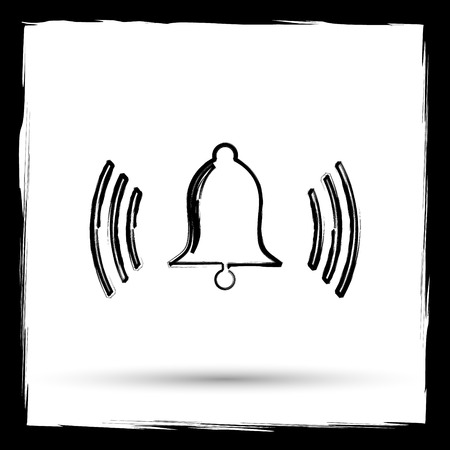 Bell icon. Internet button on white background. Outline design imitating paintbrush.の写真素材